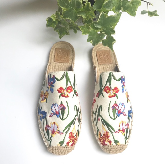 Tory Burch Shoes - Tory Burch Slide, Cream Multi-Color & Embroidered